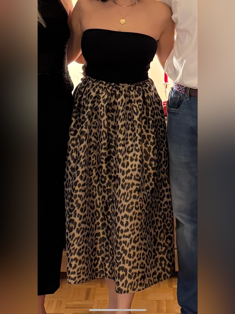 H&M Leopard Print Midi Skirt - Brown and Black